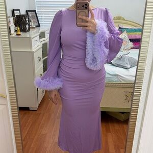 Elegant Lavender Long Sleeve Dress
